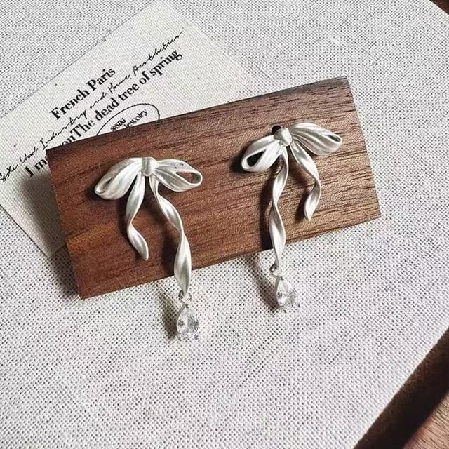 Clip-On Drop / Rhinestone Earring Bow