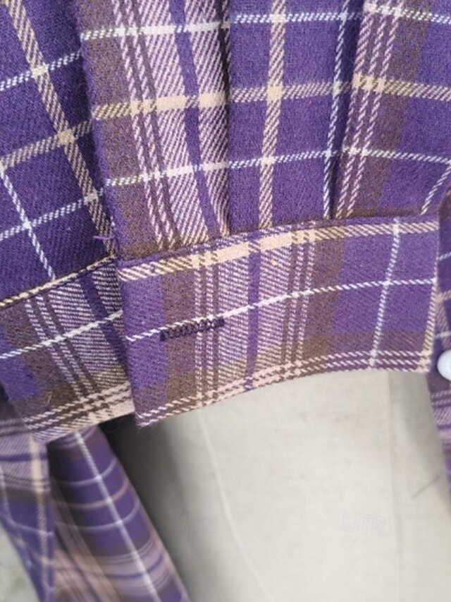 Women's Shirt Pocket Buttons Plaid Elegant Bohemia Vintage