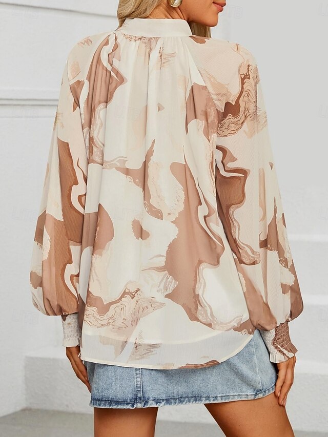 Women's Blouse Buttons Print Graphic Color Block Stylish