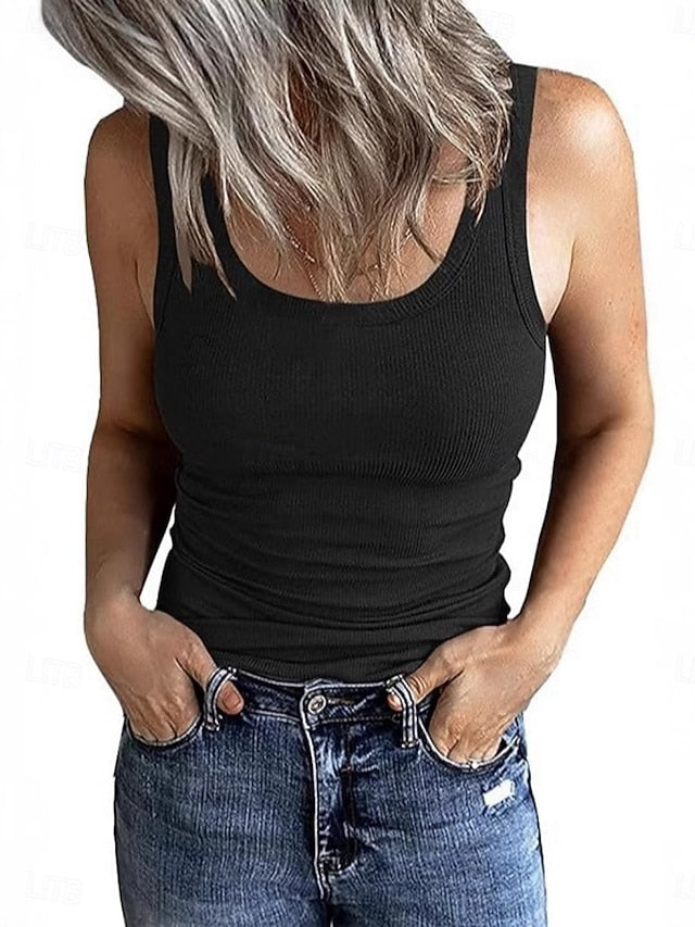Women's Blouse Plain Active Casual Sleeveless Square Neck