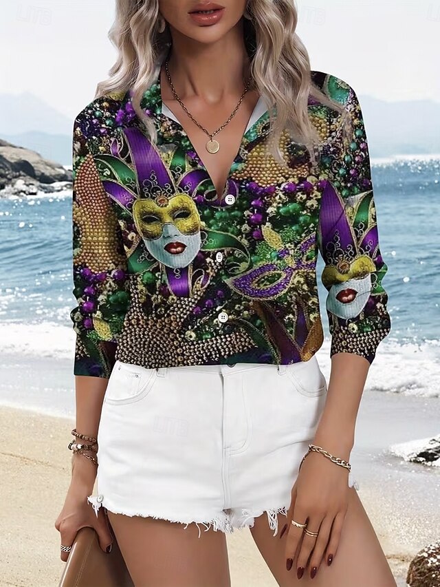 Carnival Women's Shirt Blouse Graphic Geometric Vintage