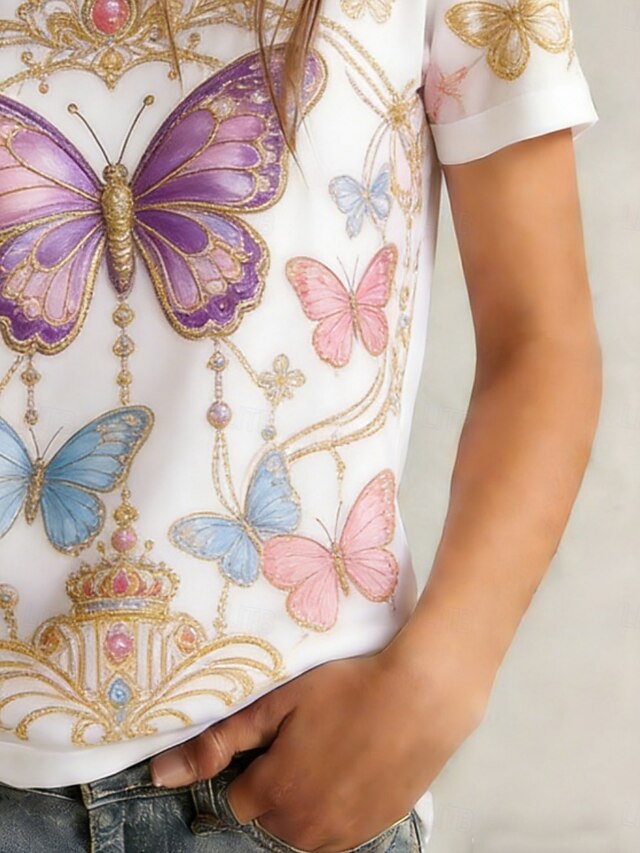 Women's T Shirt Tee Top Print Graphic Butterfly Stylish
