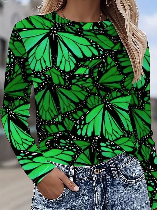 Women's T Shirt Graphic Butterfly Vintage Fashion Stylish