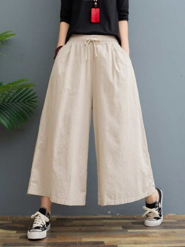 Women's Cotton Linen Pants Trousers Summer Pants Baggy