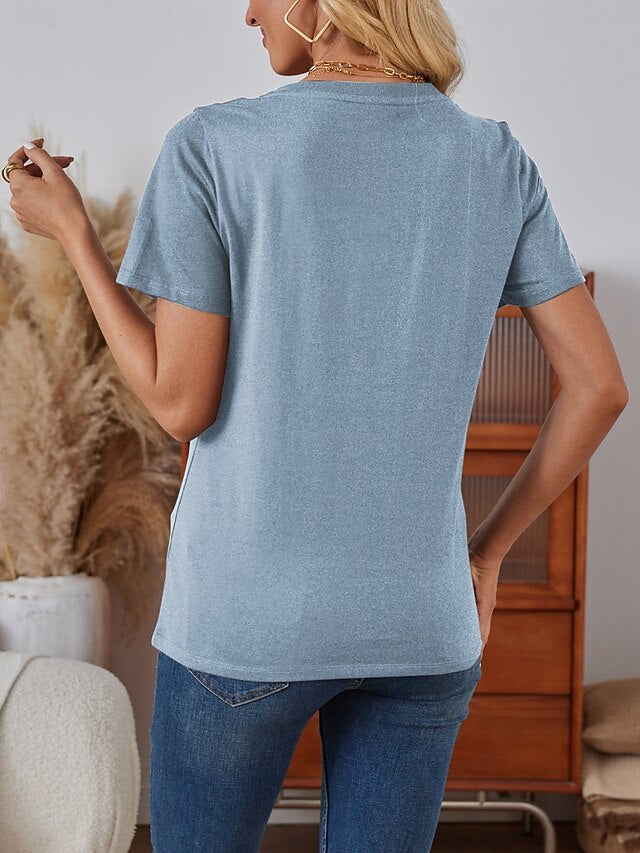 Women's T Shirt Print Cat Casual Short Sleeve Round Neck