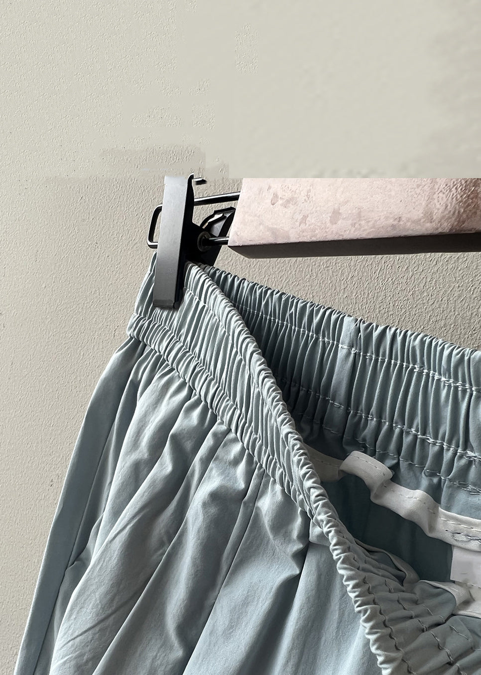 Blue Summer Solid Pants Loose Cotton Elastic Crop Waist