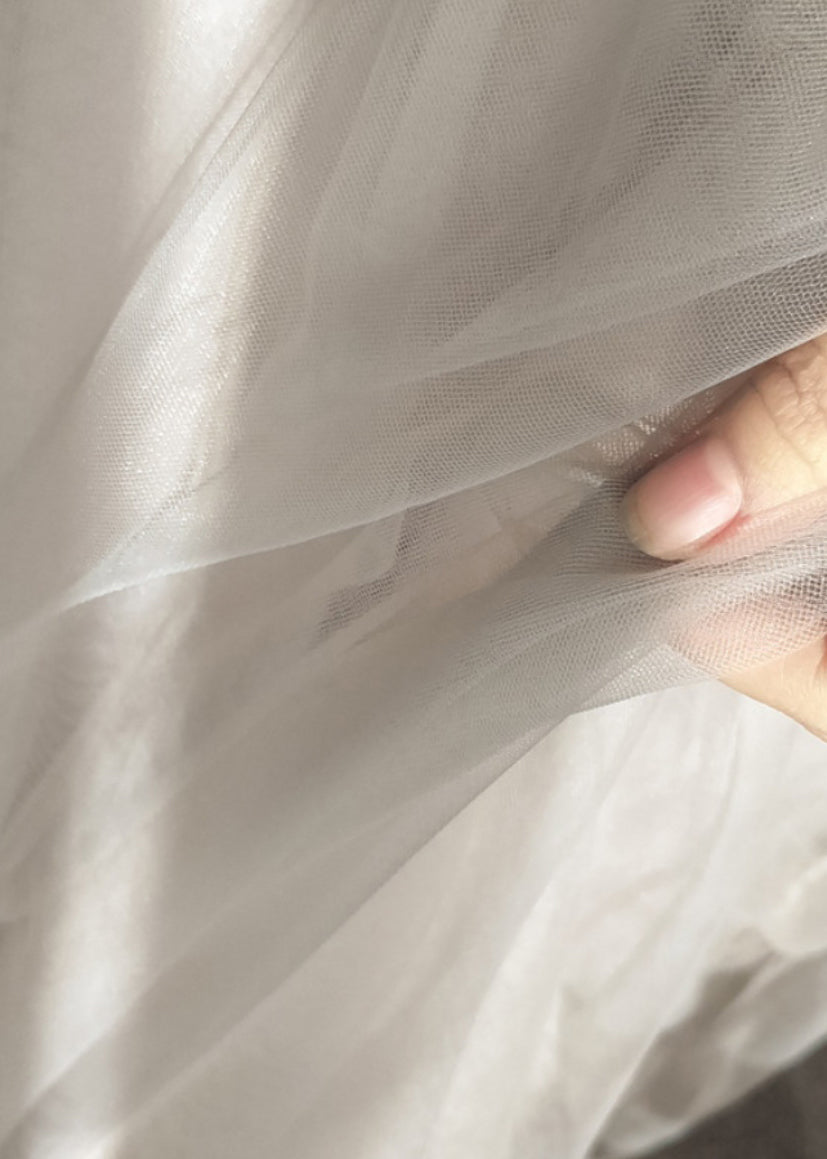 Patchwork Italian Waist Line Skirts A Elastic White Tulle