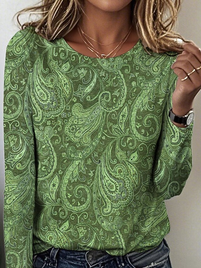 Women's T Shirt Print Floral Graphic Paisley Vintage