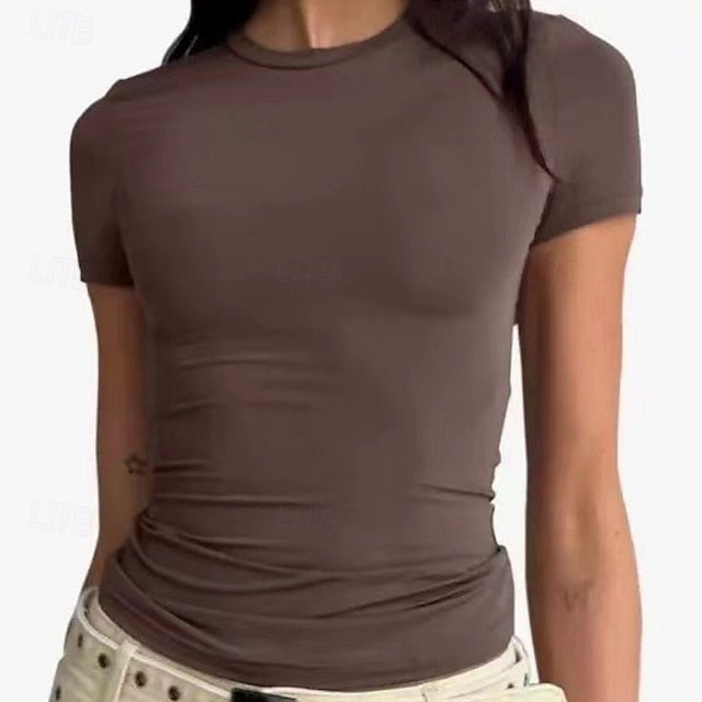 Multi Packs 3pcs Female Crew Neck Short Sleeve Black+white+grey