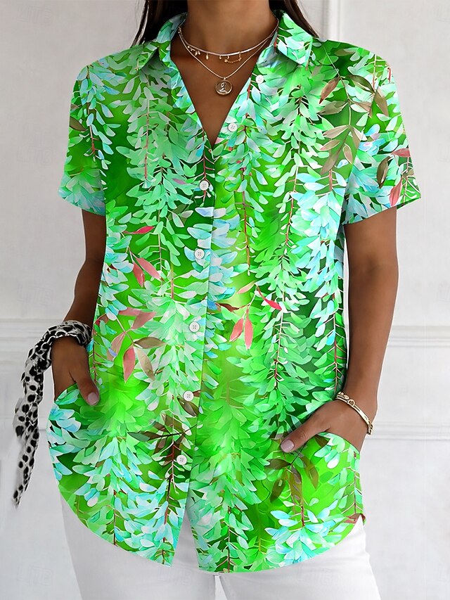 Women's Shirt Buttons Print Floral Graphic Vintage Stylish