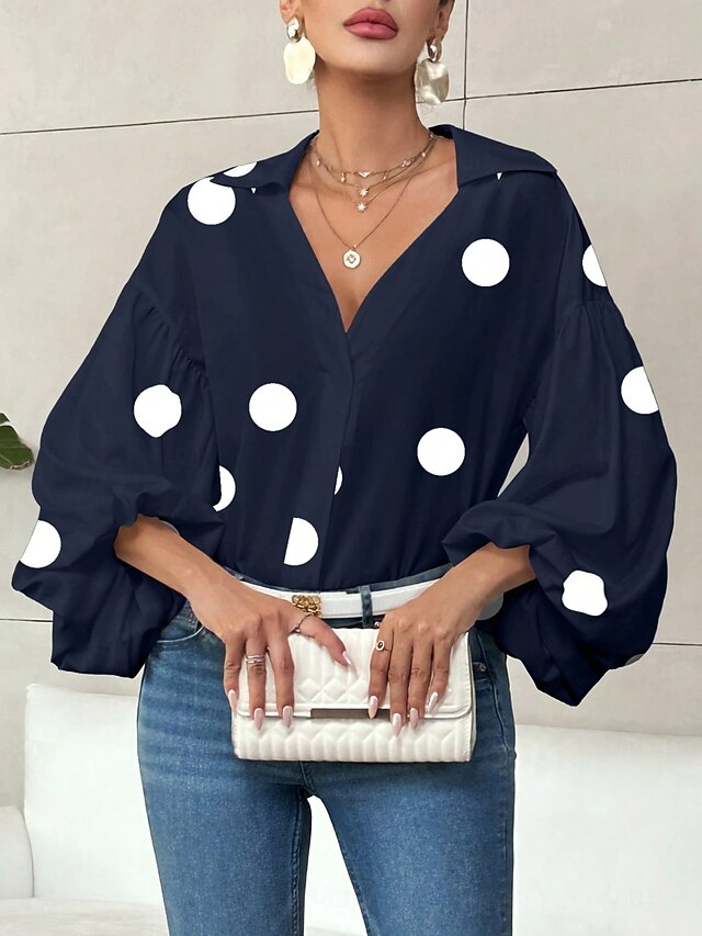 Women's Blouse Graphic Polka Dot Elegant Stylish Casual 3/4