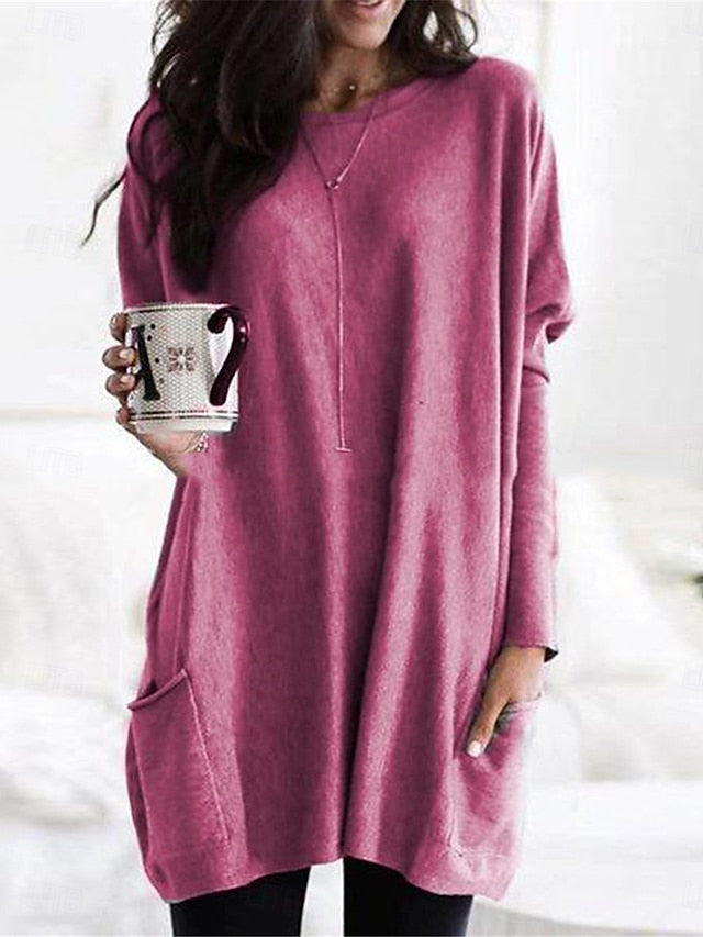 Women's Casual Dress Mini Dress Pocket Casual Crew Neck