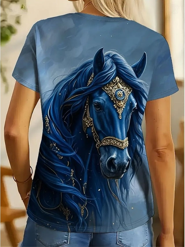 Women's T Shirt Print Graphic Animal Horse Vintage Fashion