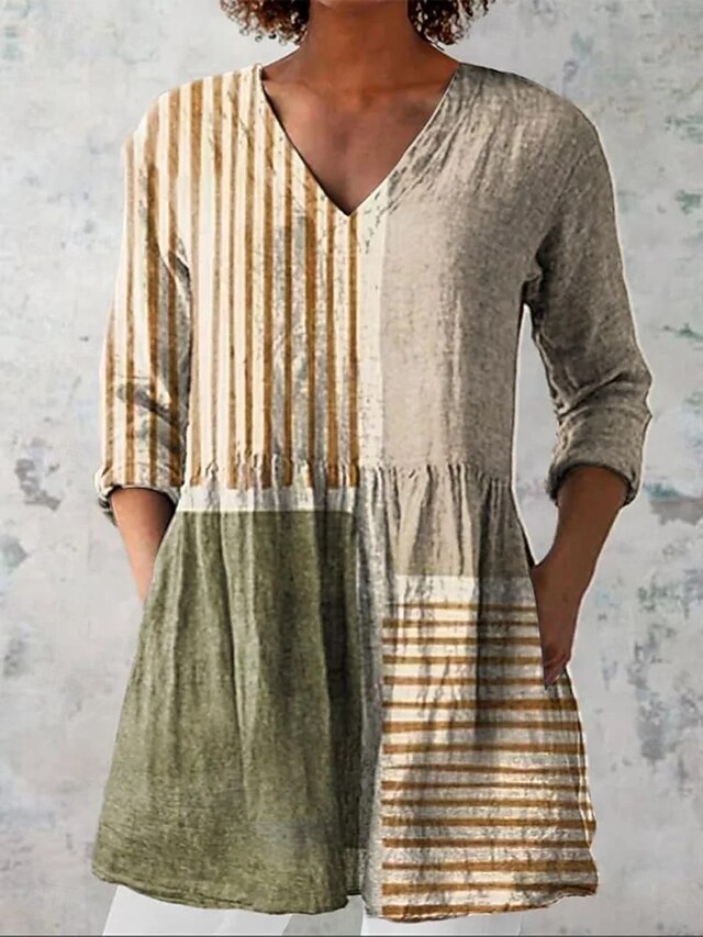 Women's Blouse Ruched Graphic Geometric Elegant Stylish