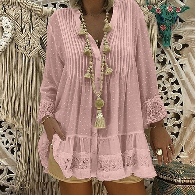 Women's Shirt Casual Shirt Button Up Shirt Chiffon Tops