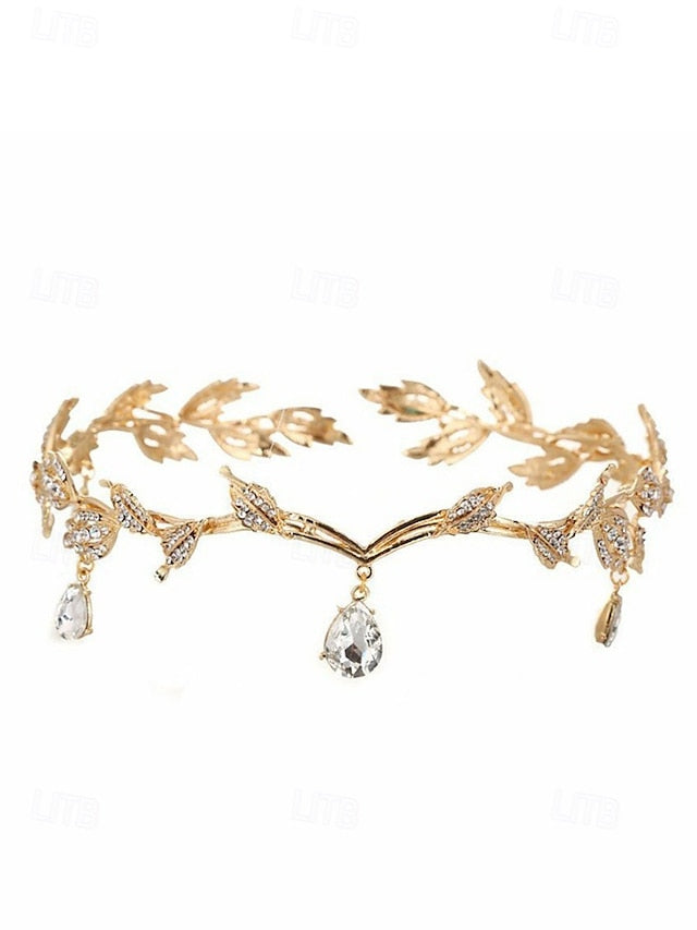 Gold Gemstone with Headpiece Leaf Vintage Blue – Drops