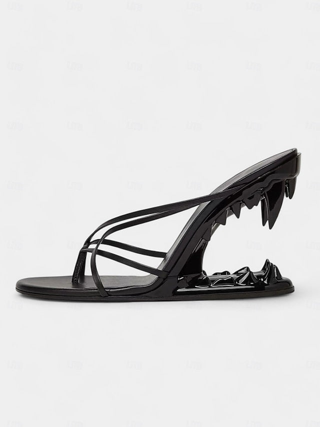 Design Metallic Sculpted Unique Sandals Gold - Flat Heel with