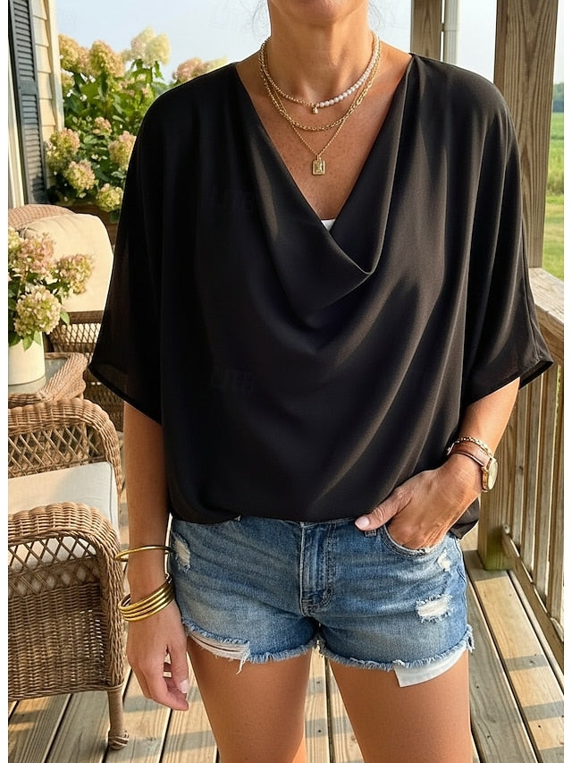 Women's Blouse Dressy Tops Elegant Stylish Solid Color