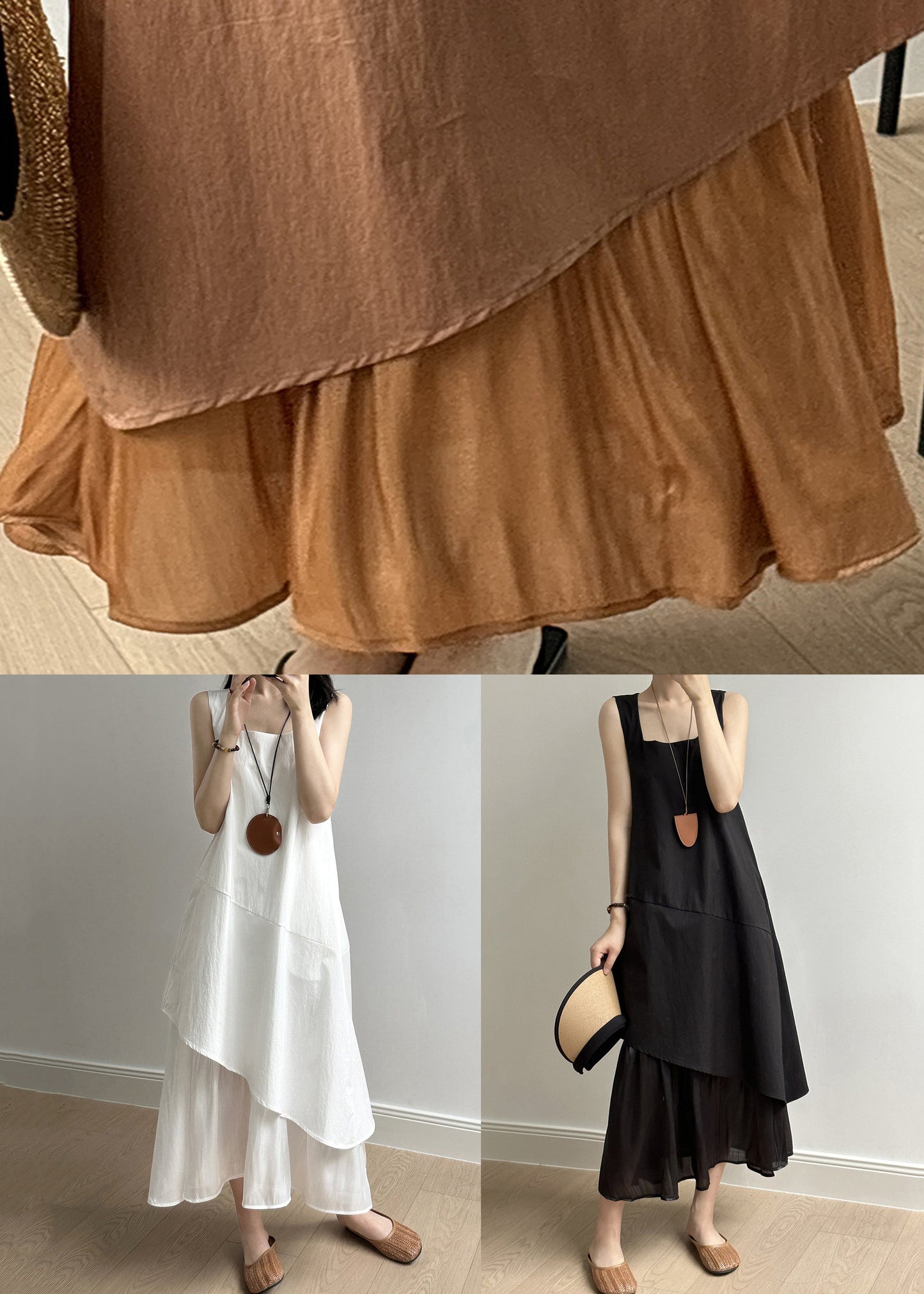 Collar Patchwork Solid Cotton Long White Square New Dresses