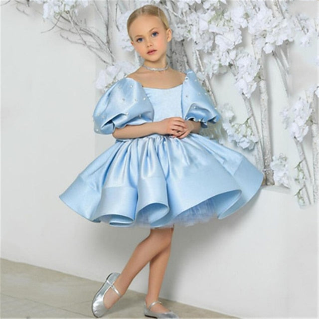 Girls' Girl Flower Dress Solid Color Kids