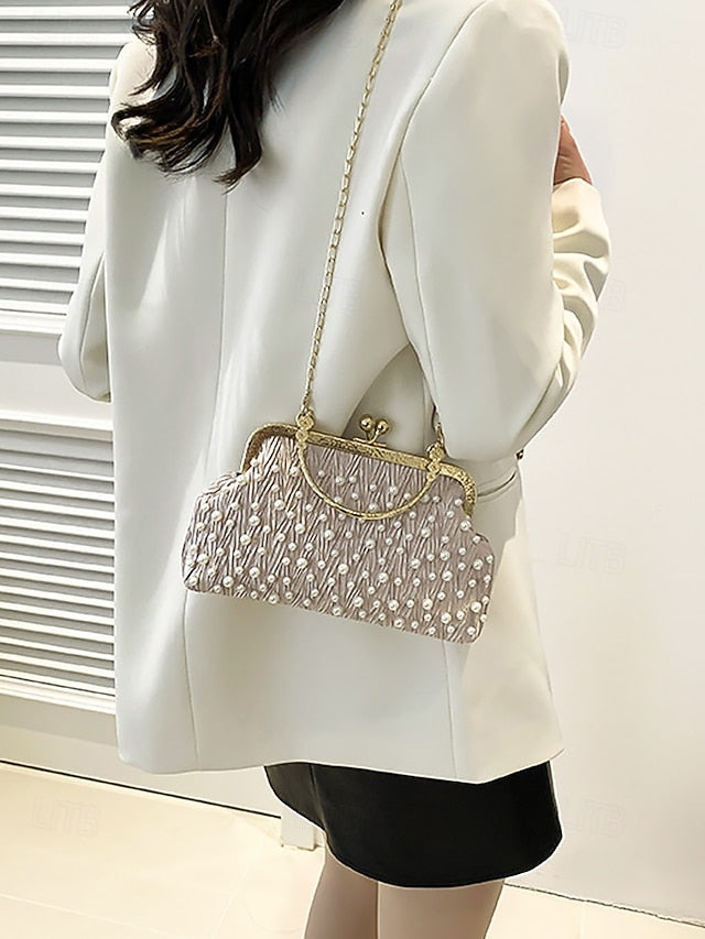 Elegant Vintage Bag – Beaded Evening Clutch Pearl Women's