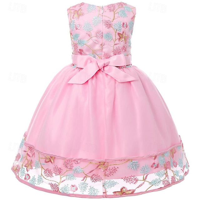 Flower 3D Girl Party Sleeveless Girls' Dress