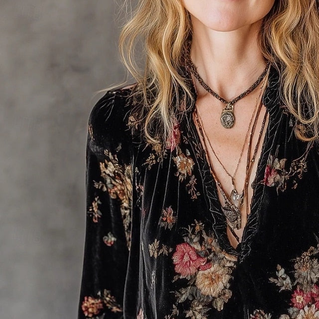 Women's Shirt Blouse Print Floral Stylish Basic Modern Long