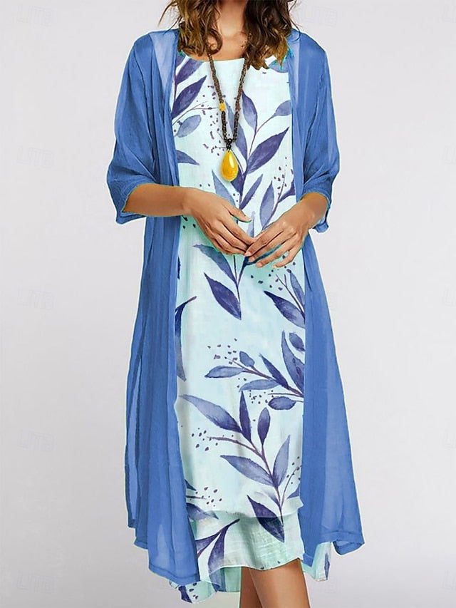 Women's Dress Set Summer Dress Casual Floral Print Midi
