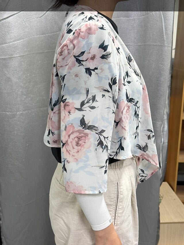 Women's Jacket Chiffon Tops Floral Elegant 3/4 Length