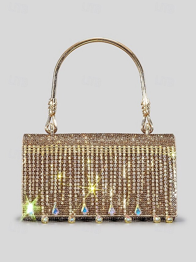 Handbag with Chain Women's Silver Evening Crystal Elegant