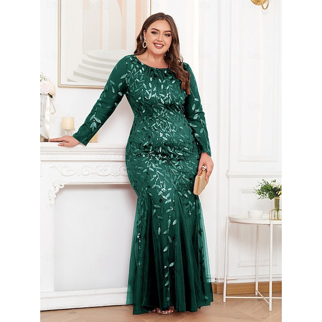 Mermaid Trumpet Floor Length Evening Gown Sparkle Plus Size