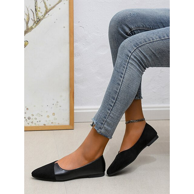 Two-Tone Pointed Toe Slip-On Flats Elegant Women's –