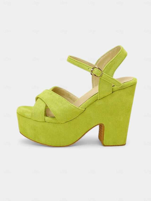 Platform Women's with Strap - Ankle Pink Suede Sandals Hot