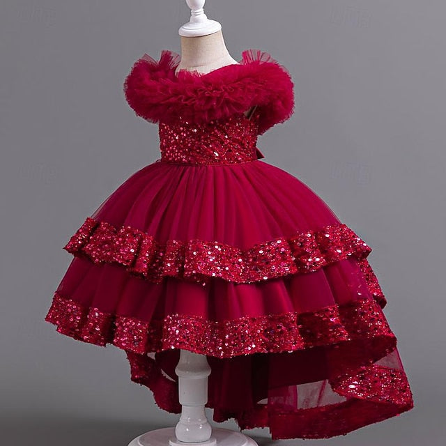 Sleeveless Flower Party Girls' Girl Sequin Kids Dress