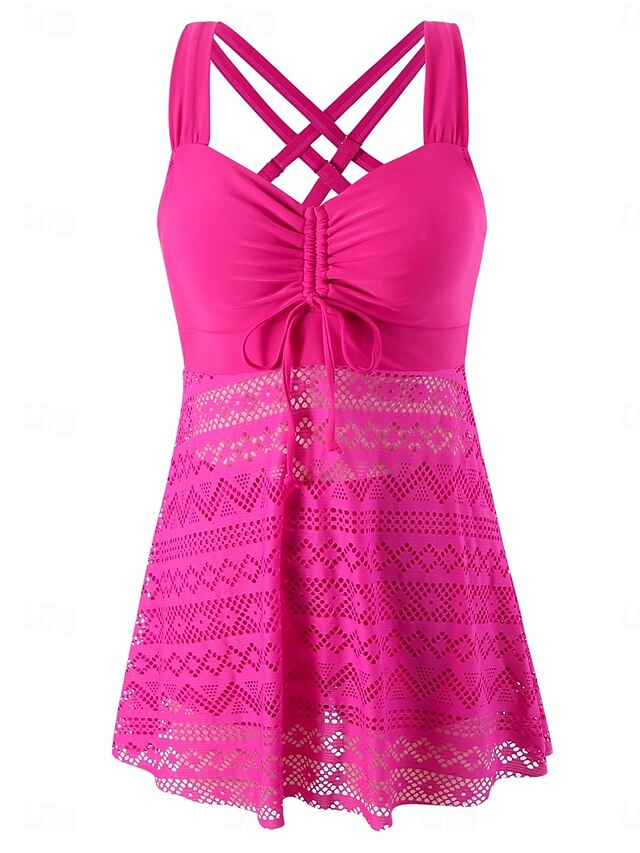 Women's Tankini 2 Piece Swimsuit Dress Shorts Tummy Control