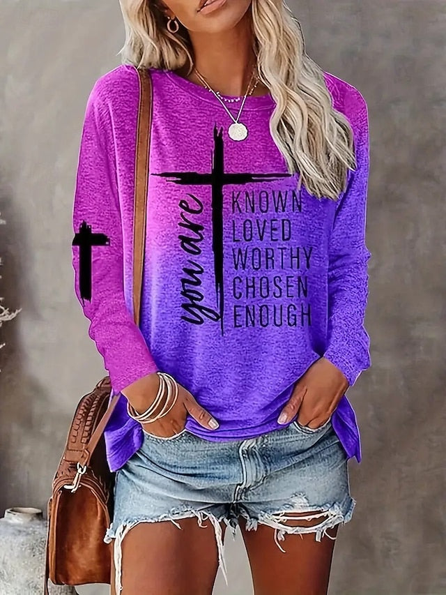 Women's T Shirt Print Graphic Geometric Striped Elegant
