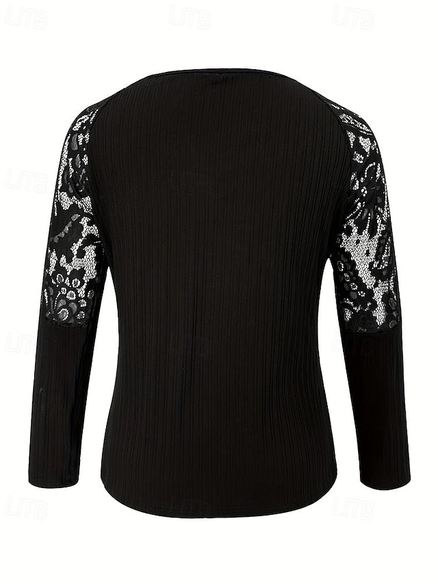 Women's Blouse Lace Patchwork Plain Elegant Stylish Long