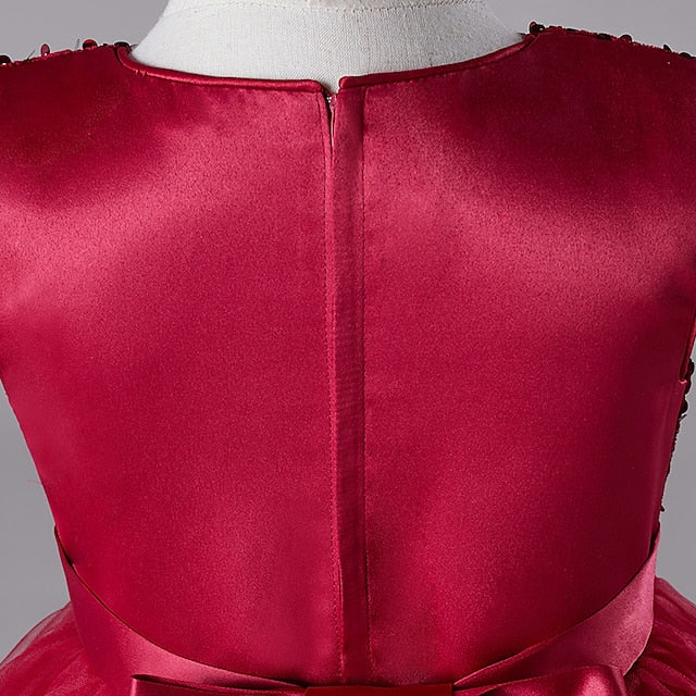 Sequin Party Girls' Dress Sleeveless Festival Kids Wedding