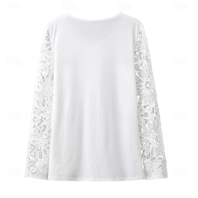 Women's Cotton Lace Shirt Blouse Dressy Tops Elegant