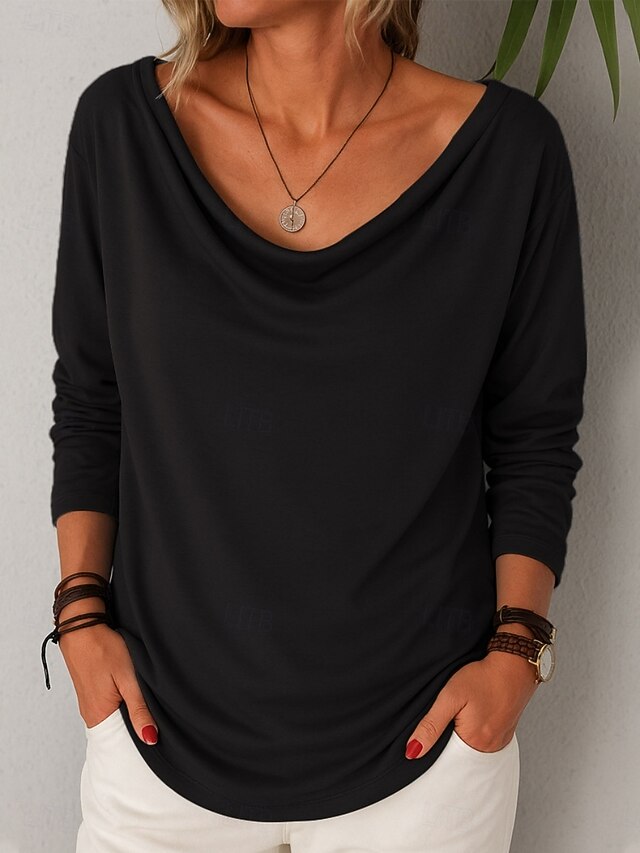 Women's Shirt Blouse Patchwork Solid Color Plain Stylish