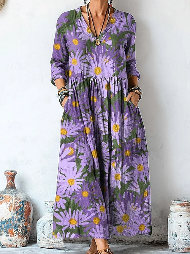 Women's Midi Dress Shift Dress Casual Date Loose Fit Floral
