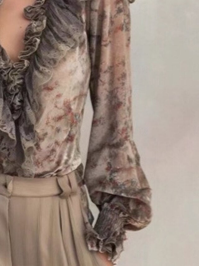 Women's Shirt Casual Shirt Ruffle Shirt Graphic Abstract