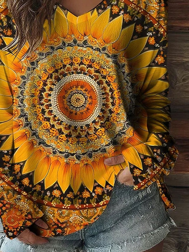 Women's Boho T Shirt Graphic Tribal Vintage Stylish Casual