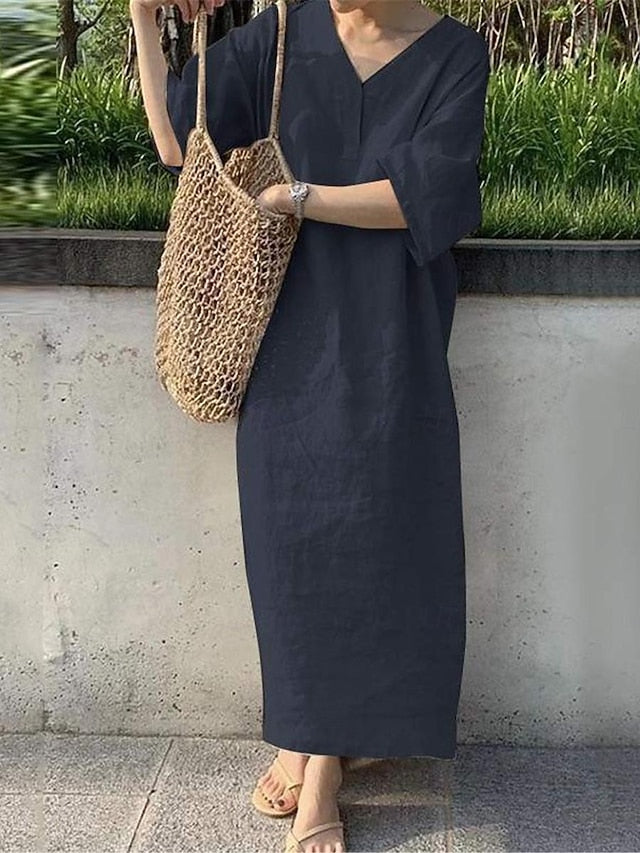 Women's Navy Blue Orange Green Summer Spring Maxi Dress