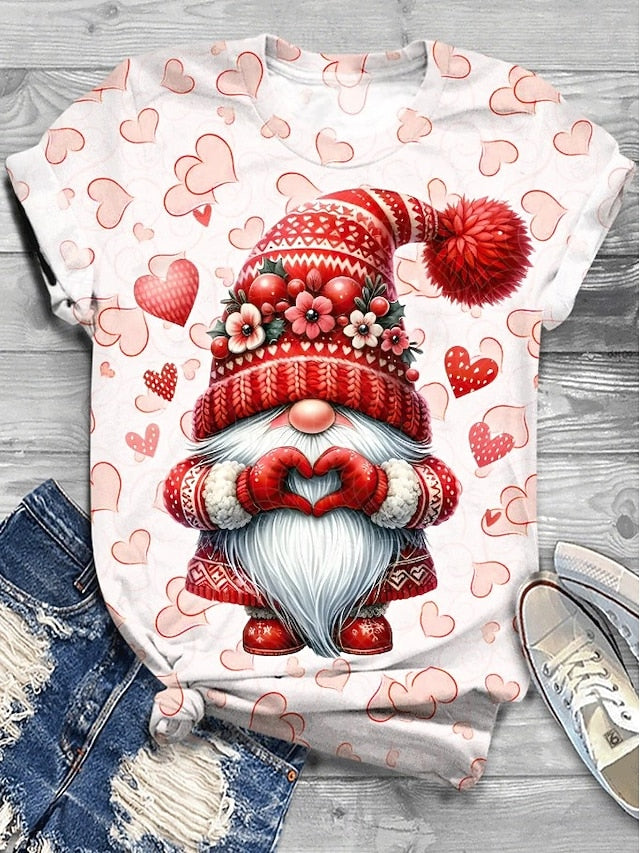 Valentine's Day Women's T Shirt Graphic Animal Plaid