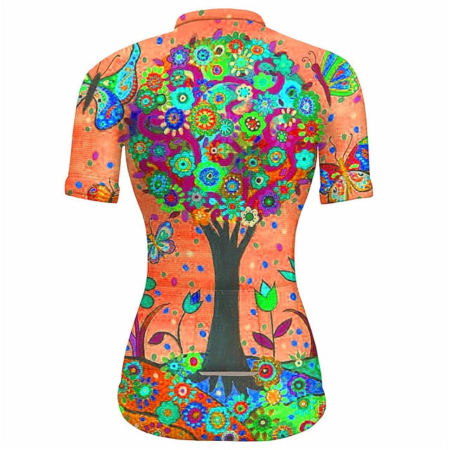 Women's Cycling Jersey Graphic Plants Short Sleeve Bike