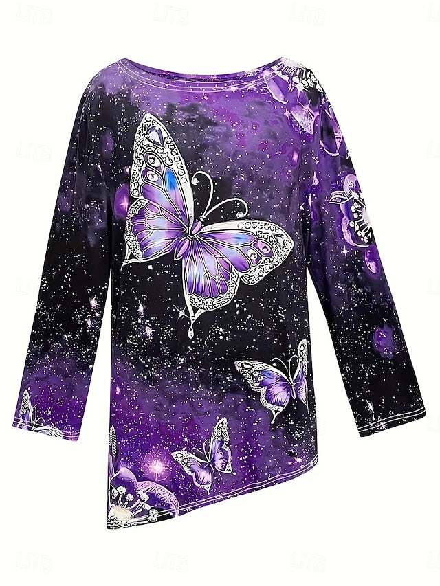 Women's T Shirt Print Asymmetrical Graphic Geometric