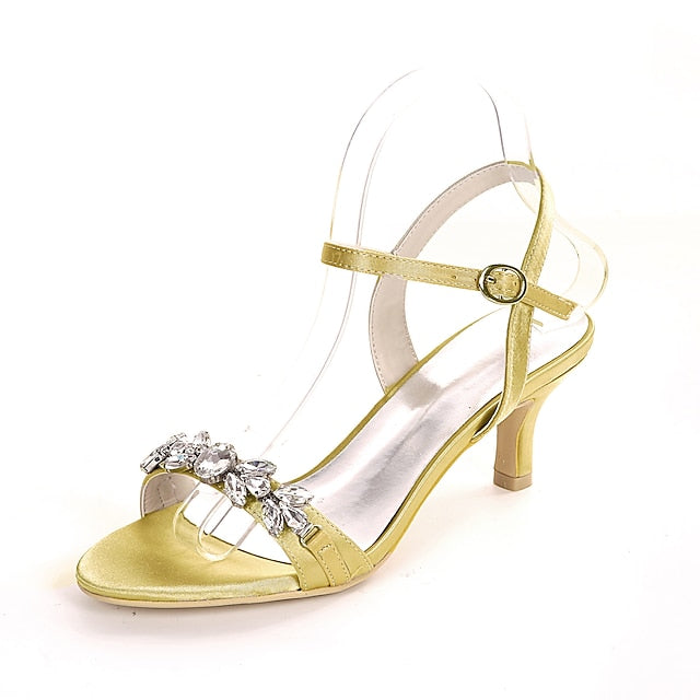 Sandals Silver Heeled Rhinestone Women's Elegant –