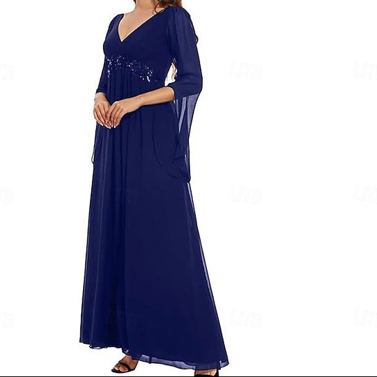 Elegant of Neck Bride Floor V A-Line Simple Mother the Dress