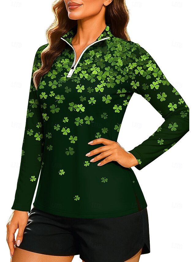 St. Patrick Women's Gradient Clover Sweatshirt Polo